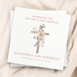 Meisjes Baptisme Dusty Pink Rose Christelijk Servet