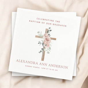 Meisjes Baptisme Dusty Pink Rose Christelijk Servet