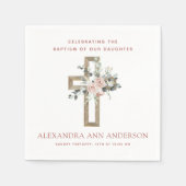 Meisjes Baptisme Dusty Pink Rose Christelijk Servet (Voorkant)