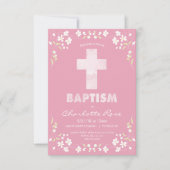 Meisjes baptisme uitnodiging - Roze, Waterverf kru