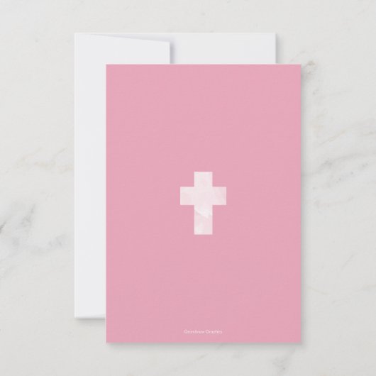 Meisjes baptisme uitnodiging - Roze, Waterverf kru (Achterkant)