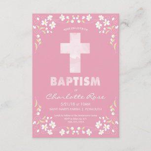 Meisjes baptisme uitnodiging - Roze, Waterverf kru
