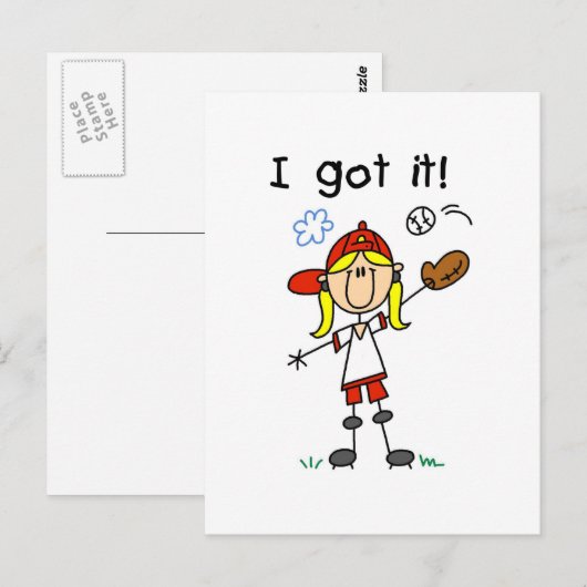 Meisjes Baseball die ik heb, Tshirts en cadeautjes Briefkaart (Voorkant / Achterkant)