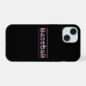 Meisjes Baseball - Roze geometrische typografie iPhone 15 Case (Achterkant horizontaal)