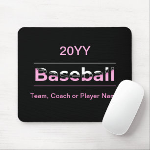 Meisjes Baseball - Roze geometrische typografie Muismat