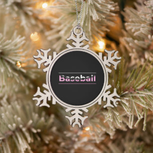 Meisjes Baseball - Roze geometrische typografie Tin Sneeuwvlok Ornament