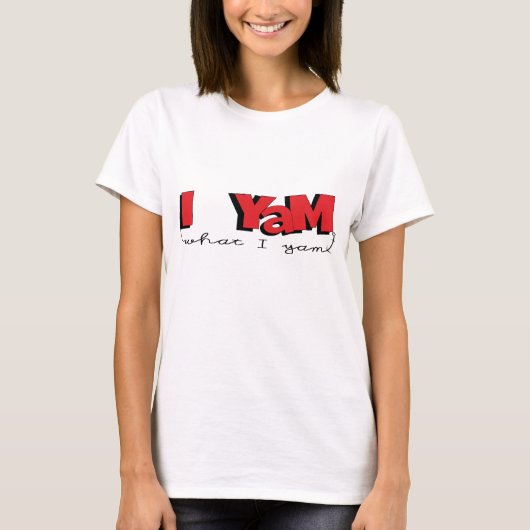 Meisjes' Basic T-Shirt "I Yam What I Yam" (Voorkant)