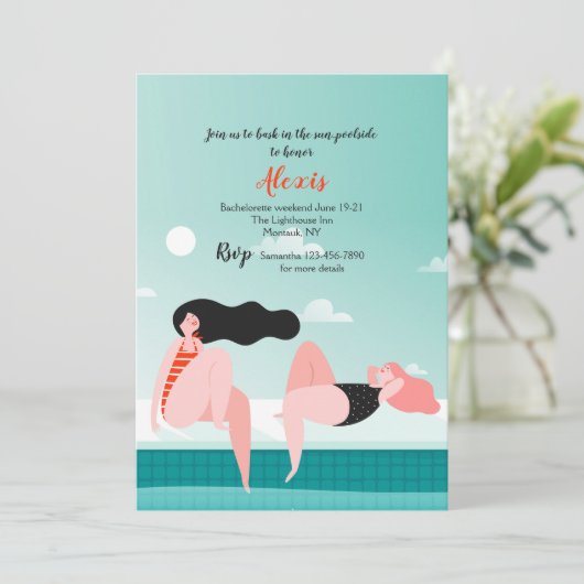Meisjes Basken in de zon Uitnodiging (Staand voorkant)