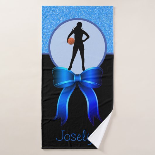 Meisjes Basketbal Glitter en Bow Badhanddoek (Badhanddoek)
