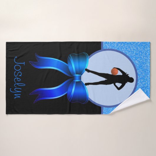 Meisjes Basketbal Glitter en Bow Badhanddoek (Badhanddoek)