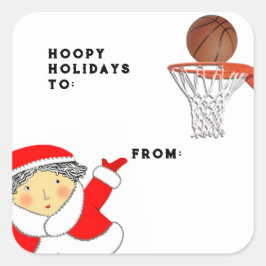Meisjes Basketbal Kerst Gift Tags Vierkante Sticker