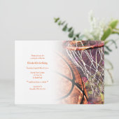 Meisjes basketbal party uitnodiging (Staand voorkant)