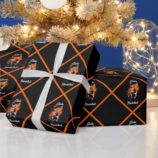 Meisjes Basketbal Waterverf gepersonaliseerd Cadeaupapier (Feestdagen)