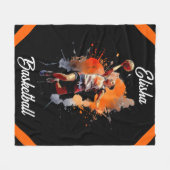 Meisjes Basketbal Waterverf gepersonaliseerd Fleece Deken (Voorkant (Horizontaal))