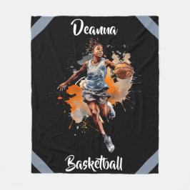 Meisjes Basketbal Waterverf gepersonaliseerd Fleece Deken