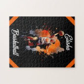 Meisjes Basketbal Waterverf gepersonaliseerd Legpuzzel (Horizontaal)