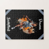 Meisjes Basketbal Waterverf gepersonaliseerd Legpuzzel (Horizontaal)