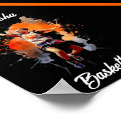 Meisjes Basketbal Waterverf gepersonaliseerd Poster (Hoek)