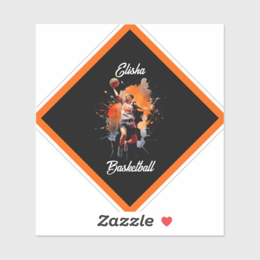 Meisjes Basketbal Waterverf gepersonaliseerd Sticker (Vel)