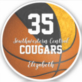 meisjes basketbalkleur zwart schoolteam sticker (Voorkant)