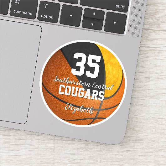 meisjes basketbalkleur zwart schoolteam sticker (Detail)
