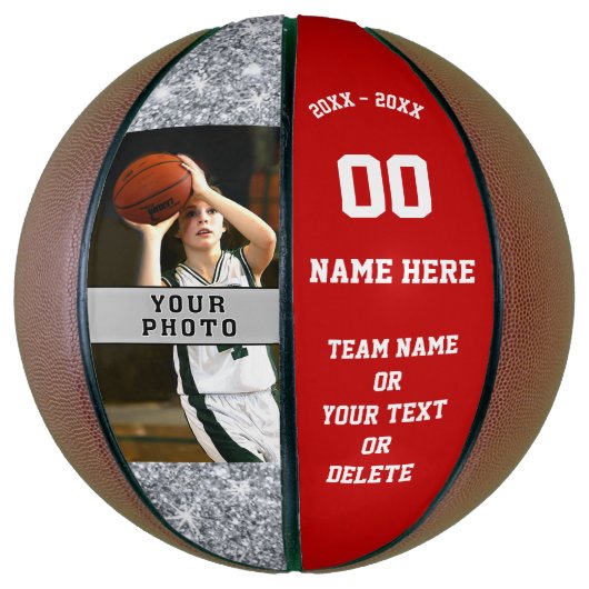 Meisjes Basketball Ball met je FOTO, tekst, kleur Basketbal (Verticaal)