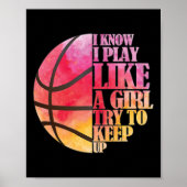 Meisjes Basketball Gift- Speel als een meisje Poster (Voorkant)
