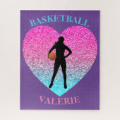 Meisjes Basketball Heart Persoonlijke Puzzle Legpuzzel (Verticaal)