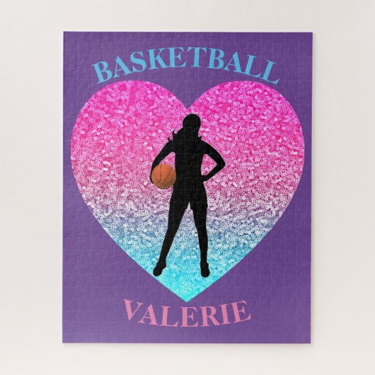 Meisjes Basketball Heart Persoonlijke Puzzle Legpuzzel (Verticaal)