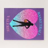 Meisjes Basketball Heart Persoonlijke Puzzle Legpuzzel (Horizontaal)