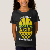 Meisjes Basketball Hoop als een meisje met T-shirt (Voorkant)