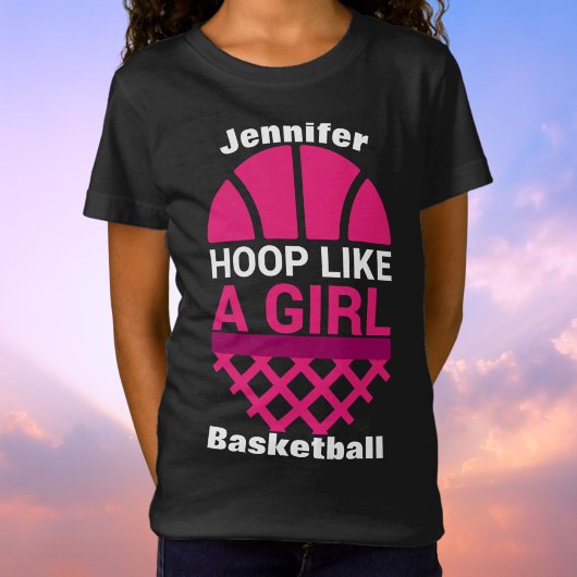 Meisjes Basketball Hoop als een meisje met T-shirt