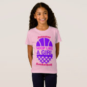 Meisjes Basketball Hoop als een meisje met T-shirt (Voorkant volledig)