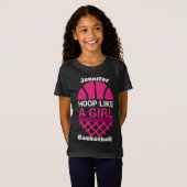 Meisjes Basketball Hoop als een meisje met T-shirt (Voorkant volledig)