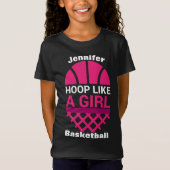 Meisjes Basketball Hoop als een meisje met T-shirt (Voorkant)