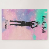 Meisjes Basketball met Waterverf achtergrond meisj Legpuzzel (Horizontaal)