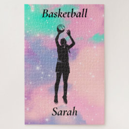 Meisjes Basketball met Waterverf achtergrond meisj Legpuzzel