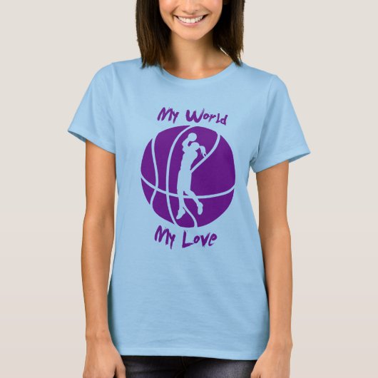 Meisjes Basketball Mijn wereld, Mijn liefde T-shirt (Voorkant)