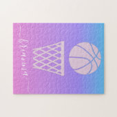 Meisjes Basketball Roze Paarse Ombre Gradiënt & Na Legpuzzel (Horizontaal)