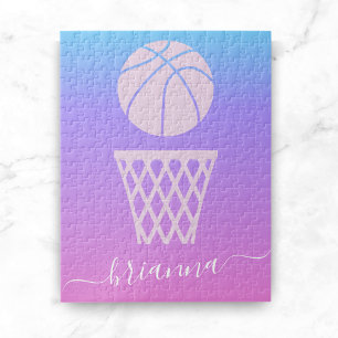 Meisjes Basketball Roze Paarse Ombre Gradiënt & Na Legpuzzel