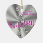 Meisjes Basketball versiert haar naam en nummer Keramisch Ornament (Rechts)