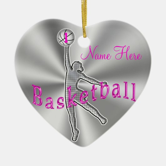 Meisjes Basketball versiert haar naam en nummer Keramisch Ornament (Voorkant)