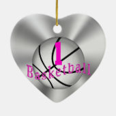 Meisjes Basketball versiert haar naam en nummer Keramisch Ornament (Achterkant)