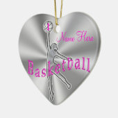 Meisjes Basketball versiert haar naam en nummer Keramisch Ornament (Links)