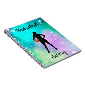 Meisjes Basketball Waterverf met drijvende harten Notitieboek (Rechterzijde)