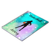 Meisjes Basketball Waterverf met drijvende harten Notitieboek (Linkerzijde)