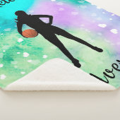 Meisjes Basketball Waterverf met drijvende harten Sherpa Deken (3/4)