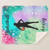 Meisjes Basketball Waterverf met drijvende harten Sherpa Deken (Voorkant (horizontaal))