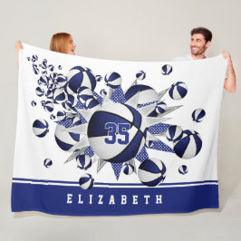 meisjes basketballen sterren blauw wit fleece deken