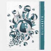 meisjes basketballen sterren blauwgroen wit gepers fleece deken (Voorkant)